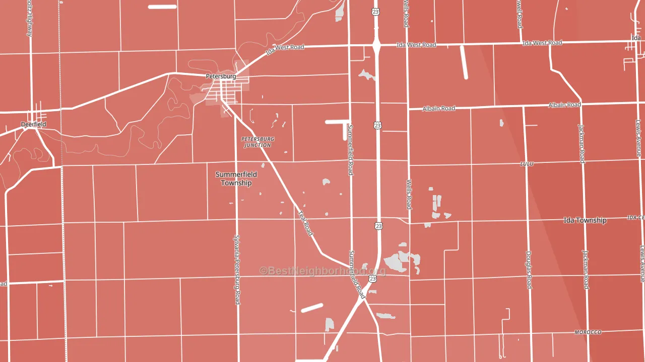 Petersburg, MI block-group political-lean map