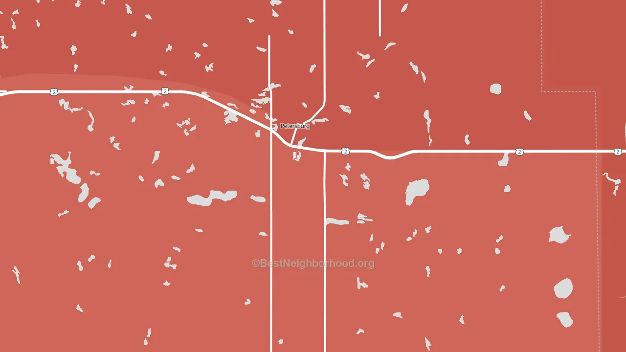 Petersburg, ND block-group political-lean map