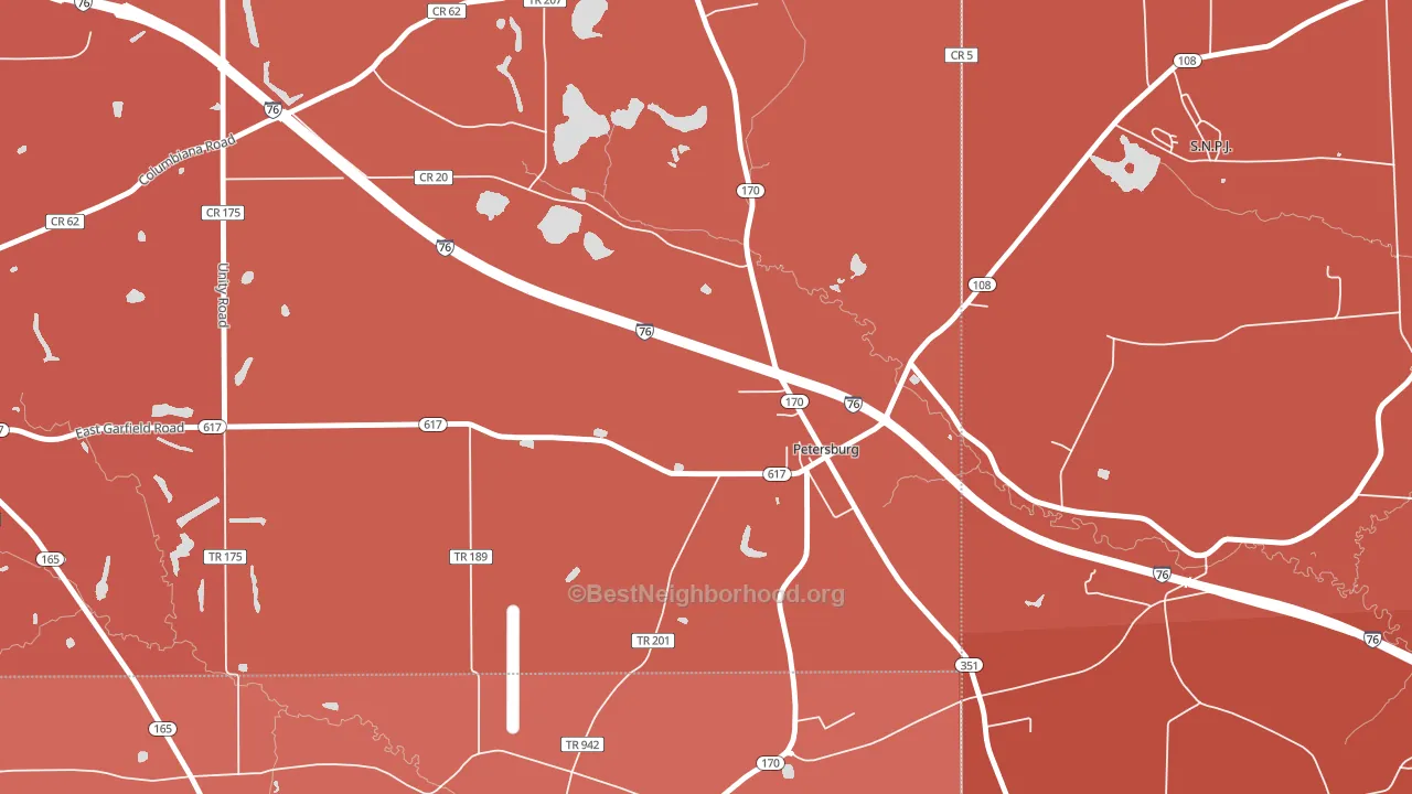 Petersburg, OH block-group political-lean map