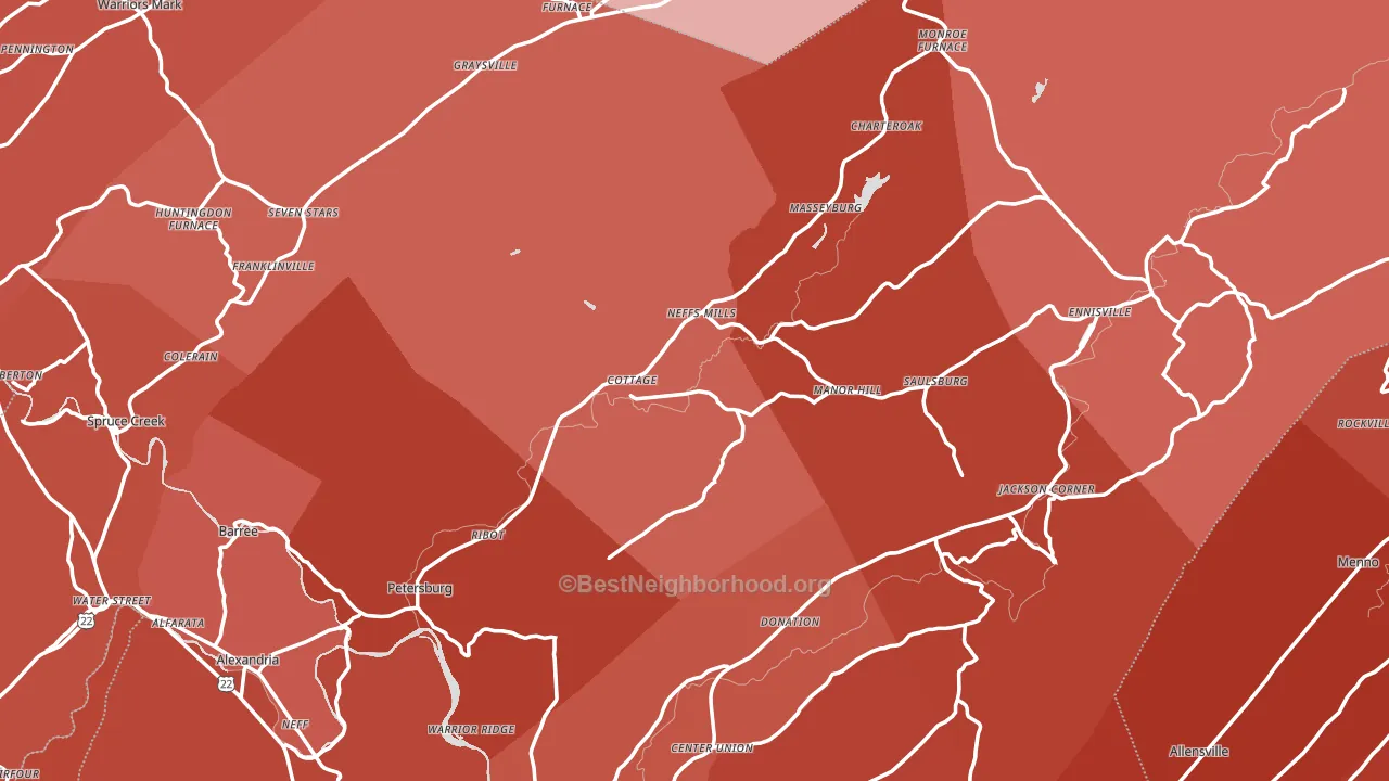 Petersburg, PA block-group political-lean map