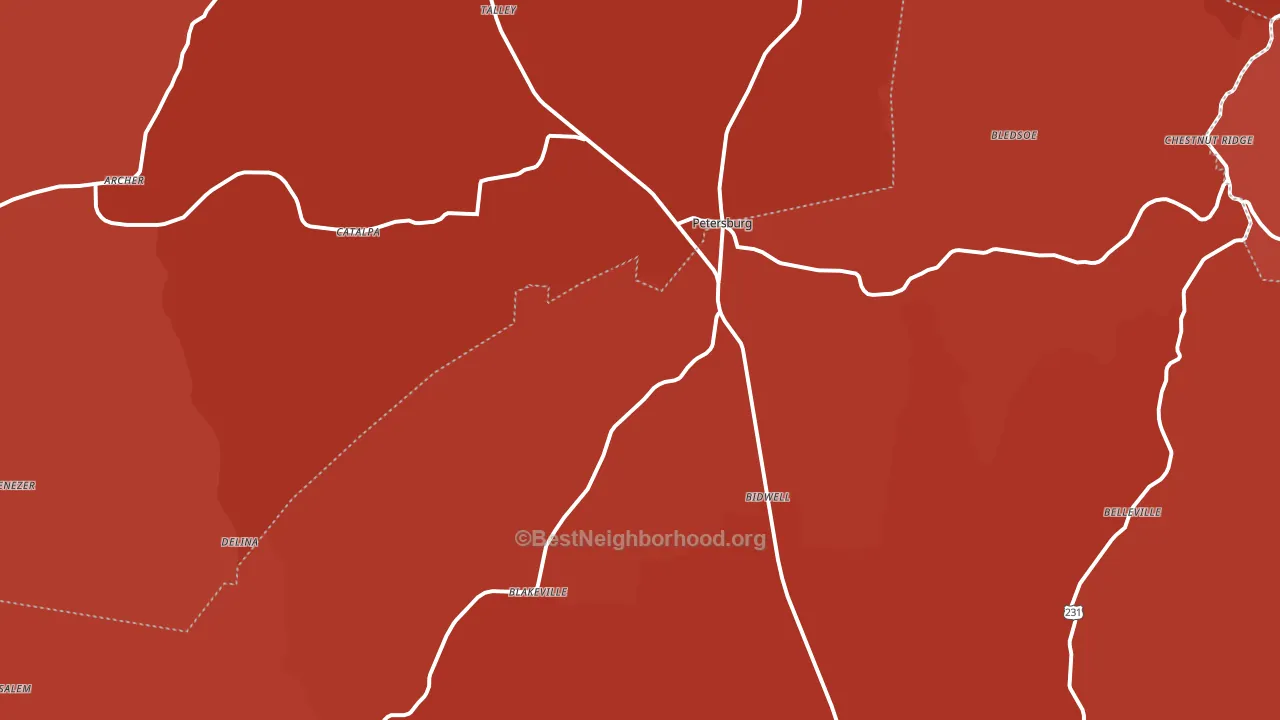 Petersburg, TN block-group political-lean map