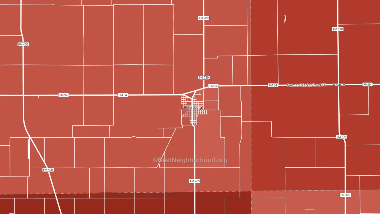 Petersburg, TX block-group political-lean map
