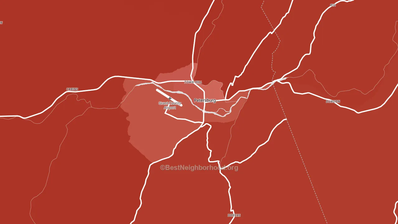 Petersburg, WV block-group political-lean map