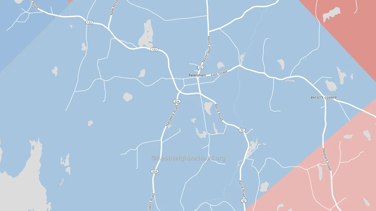 Petersham, MA block-group political-lean map