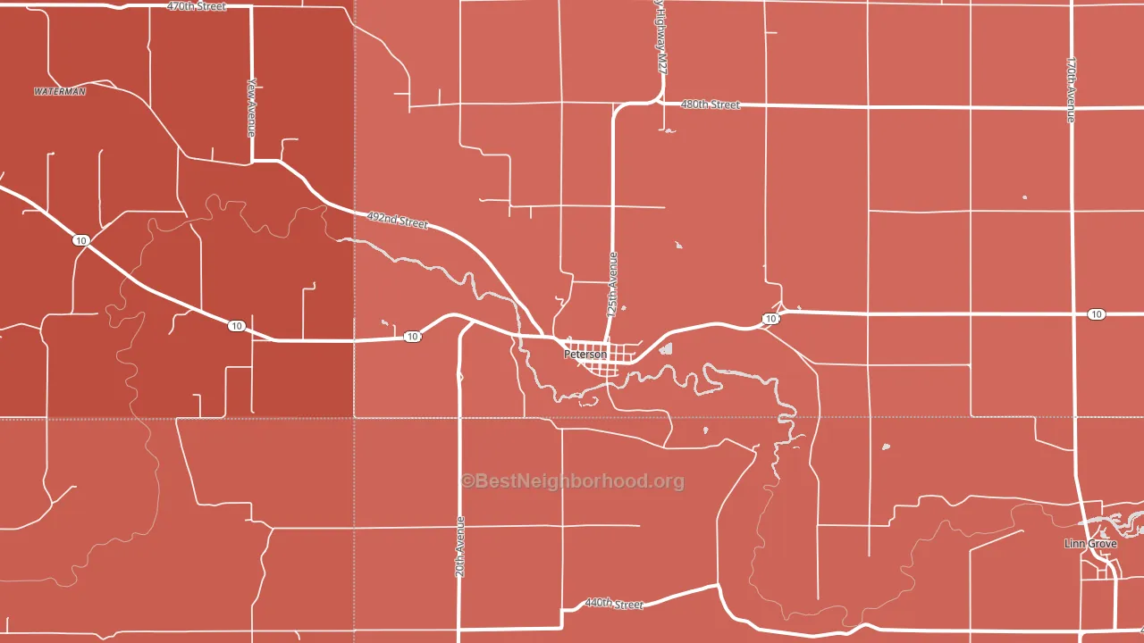 Peterson, IA block-group political-lean map