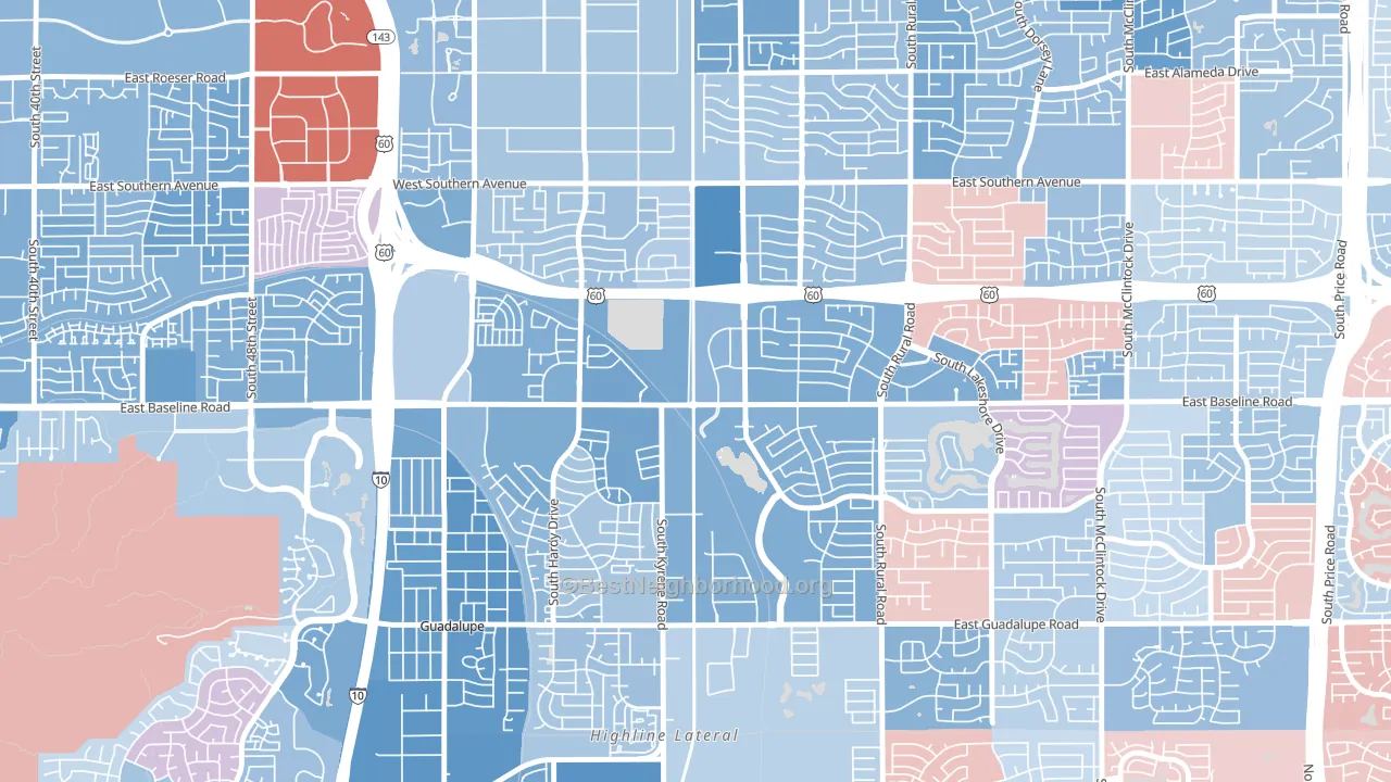 Peterson, Tempe, AZ block-group political-lean map