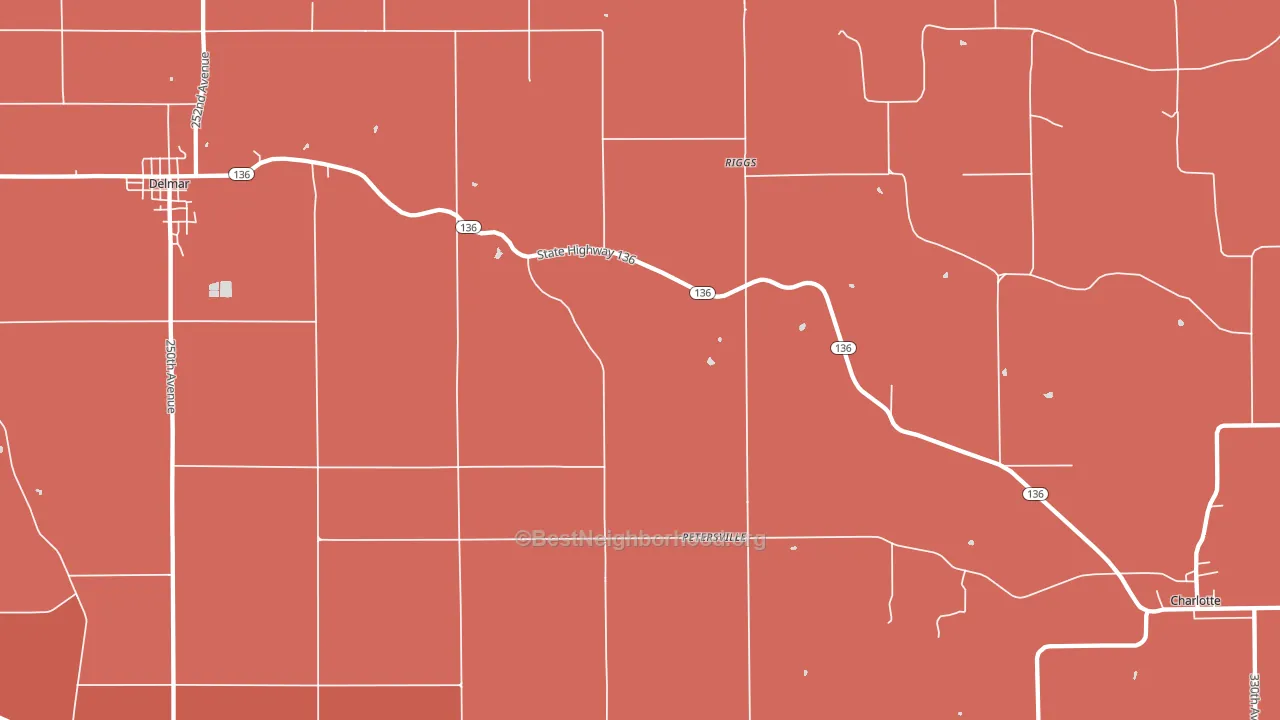 Petersville, IA block-group political-lean map