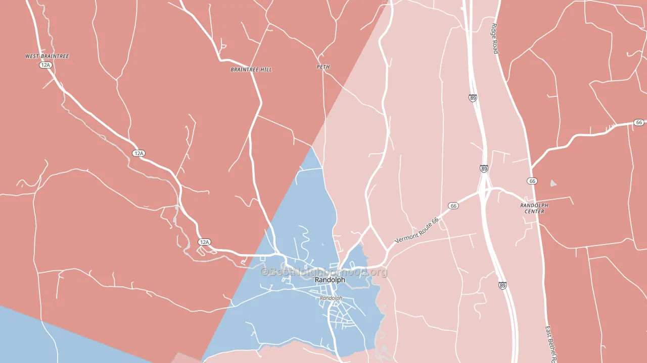 Peth, VT block-group political-lean map