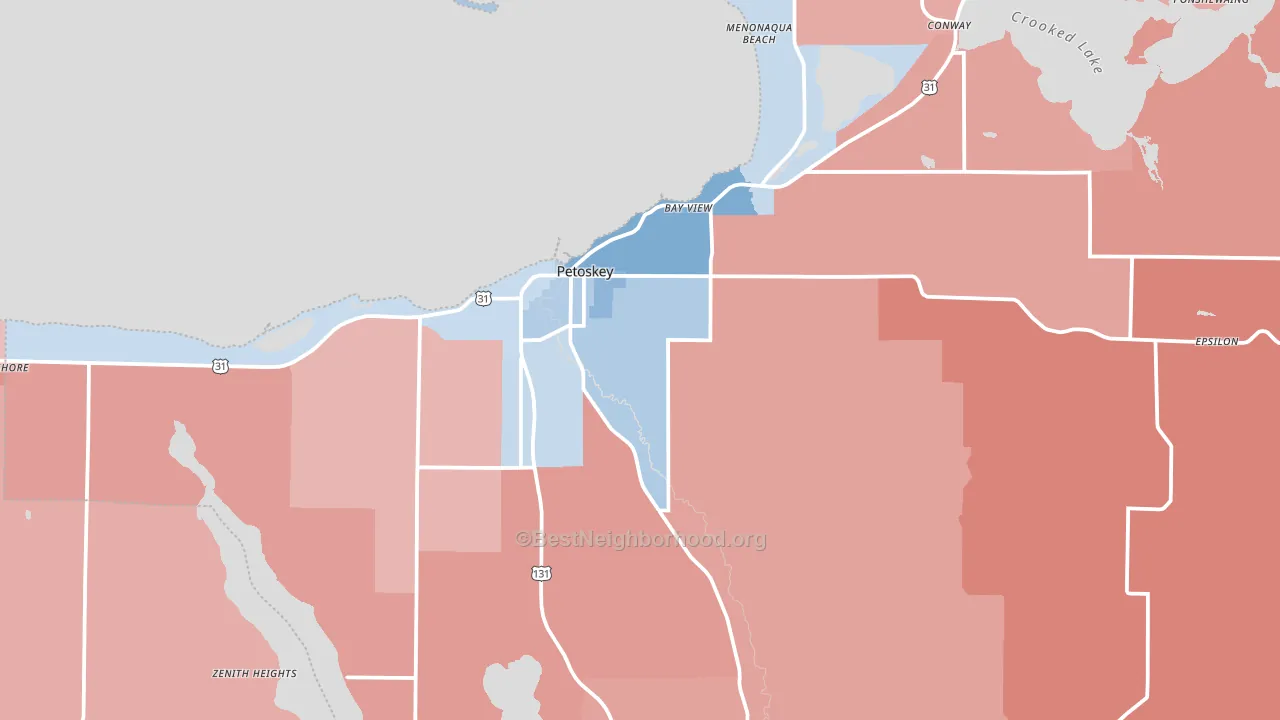 Petoskey, MI block-group political-lean map