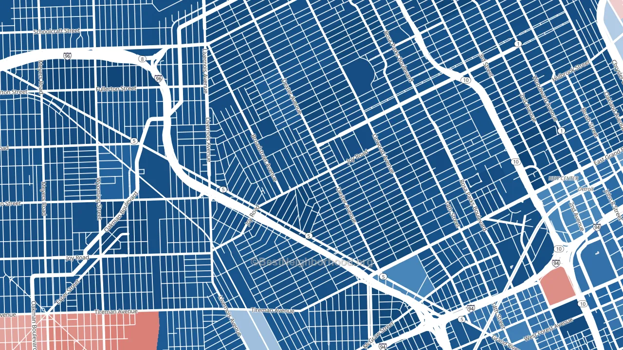 Petosky-Otsego, Detroit, MI block-group political-lean map