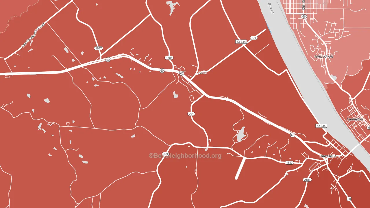 Petri, KY block-group political-lean map
