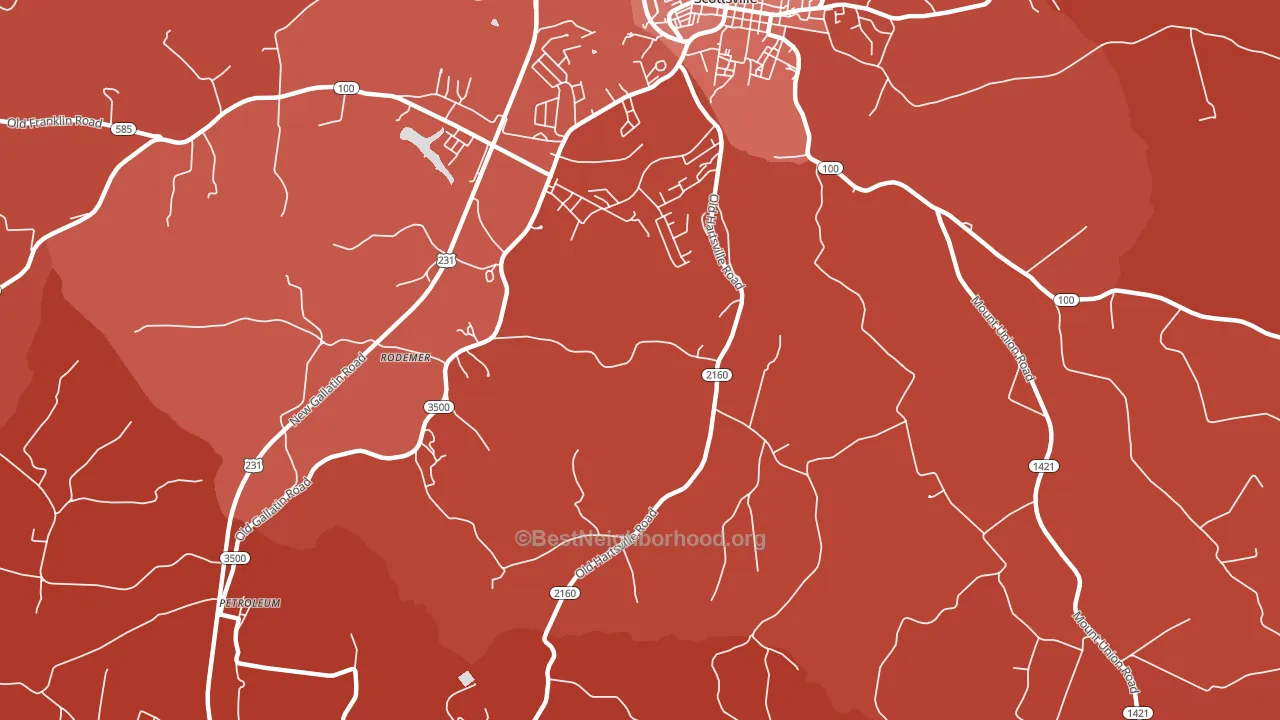 Petroleum, KY block-group political-lean map