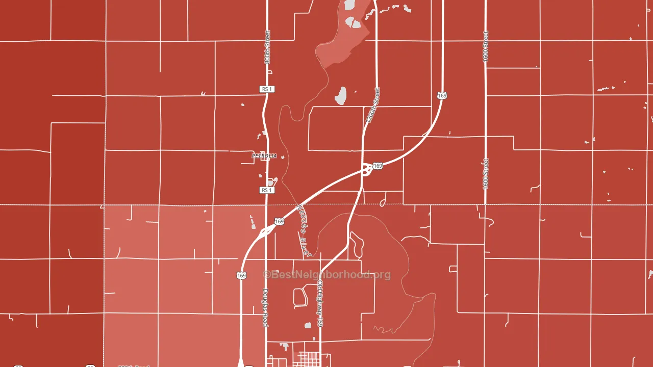 Petrolia, KS block-group political-lean map