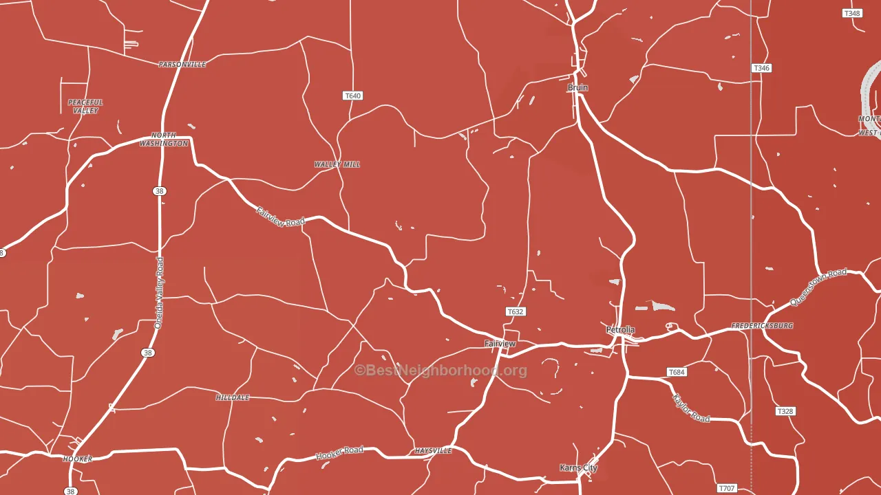 Petrolia, PA block-group political-lean map