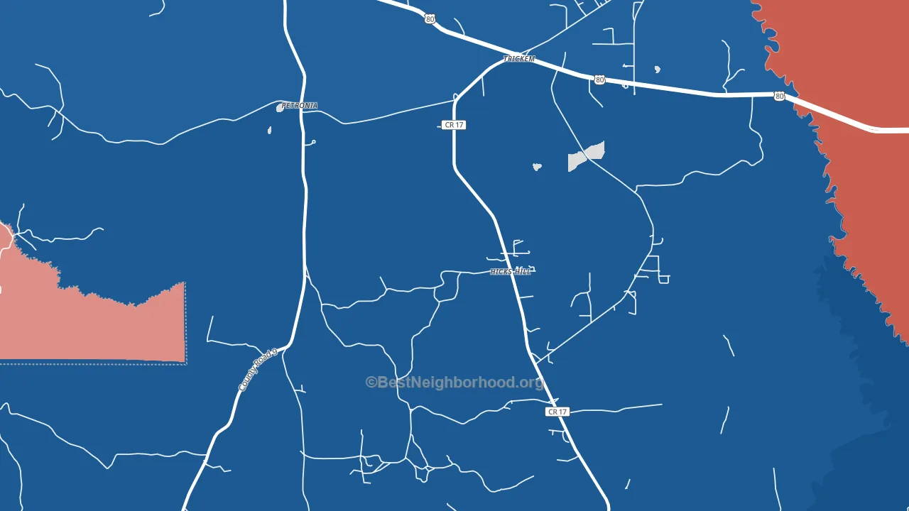 Petronia, AL block-group political-lean map