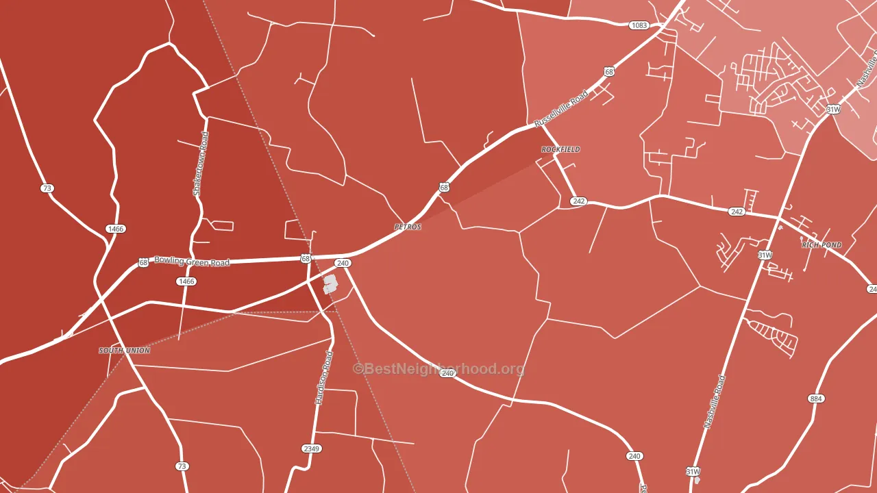 Petros, KY block-group political-lean map