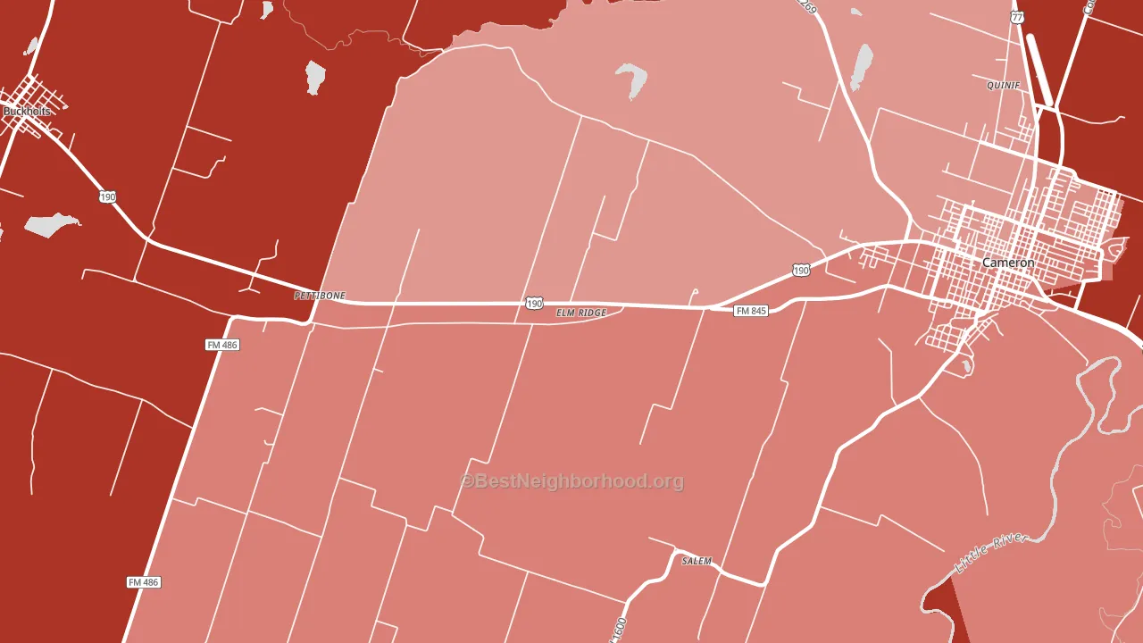 Pettibone, TX block-group political-lean map