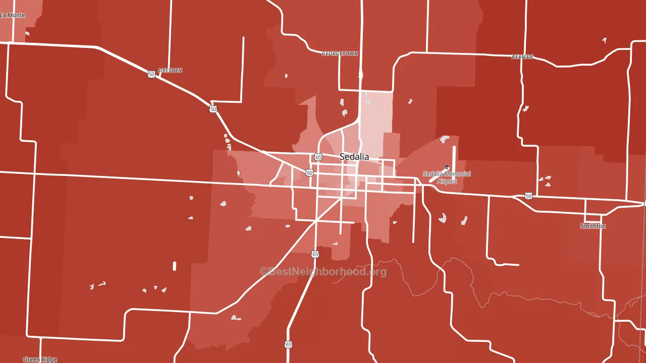 Pettis County, MO block-group political-lean map