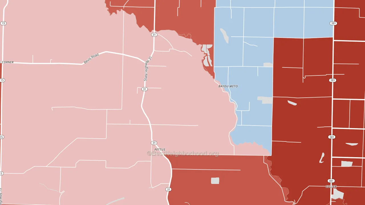 Pettus, AR block-group political-lean map