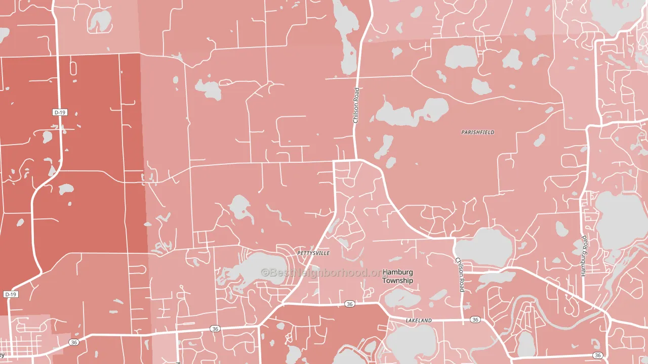 Pettysville, MI block-group political-lean map