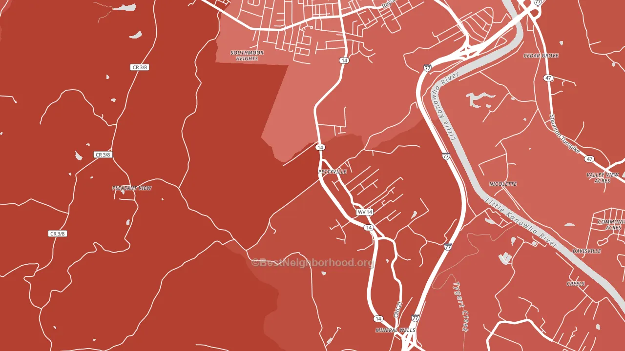 Pettyville, WV block-group political-lean map