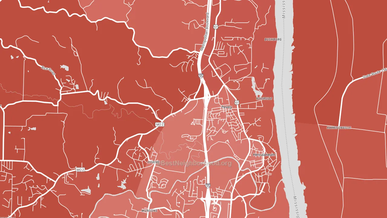 Pevely, MO block-group political-lean map