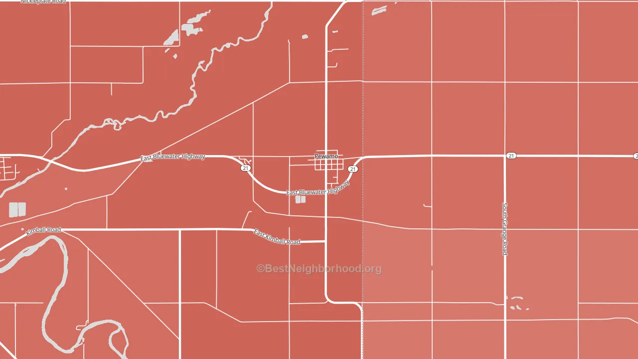 Pewamo, MI block-group political-lean map