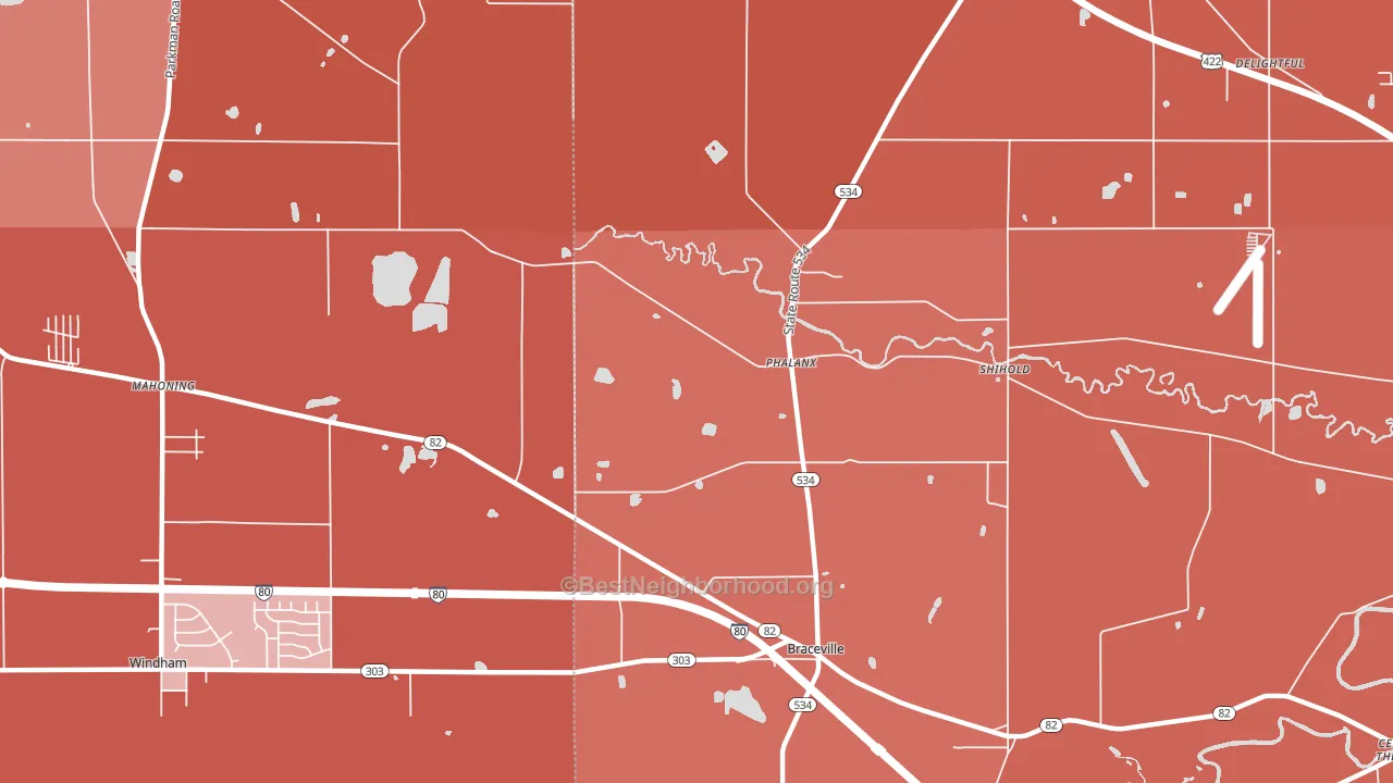 Phalanx, OH block-group political-lean map