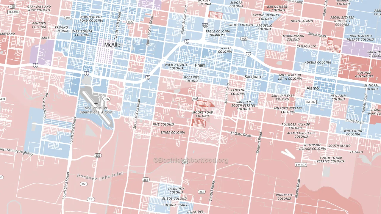 Pharr, TX block-group political-lean map