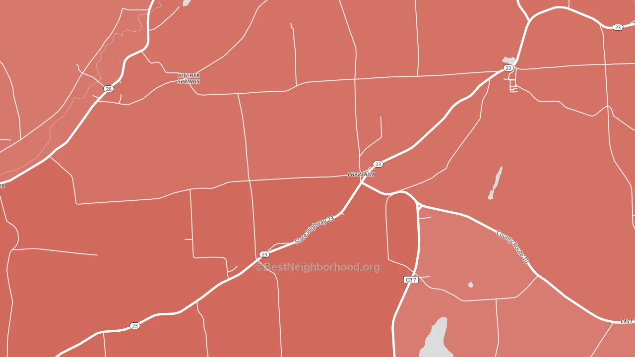 Pharsalia, NY block-group political-lean map