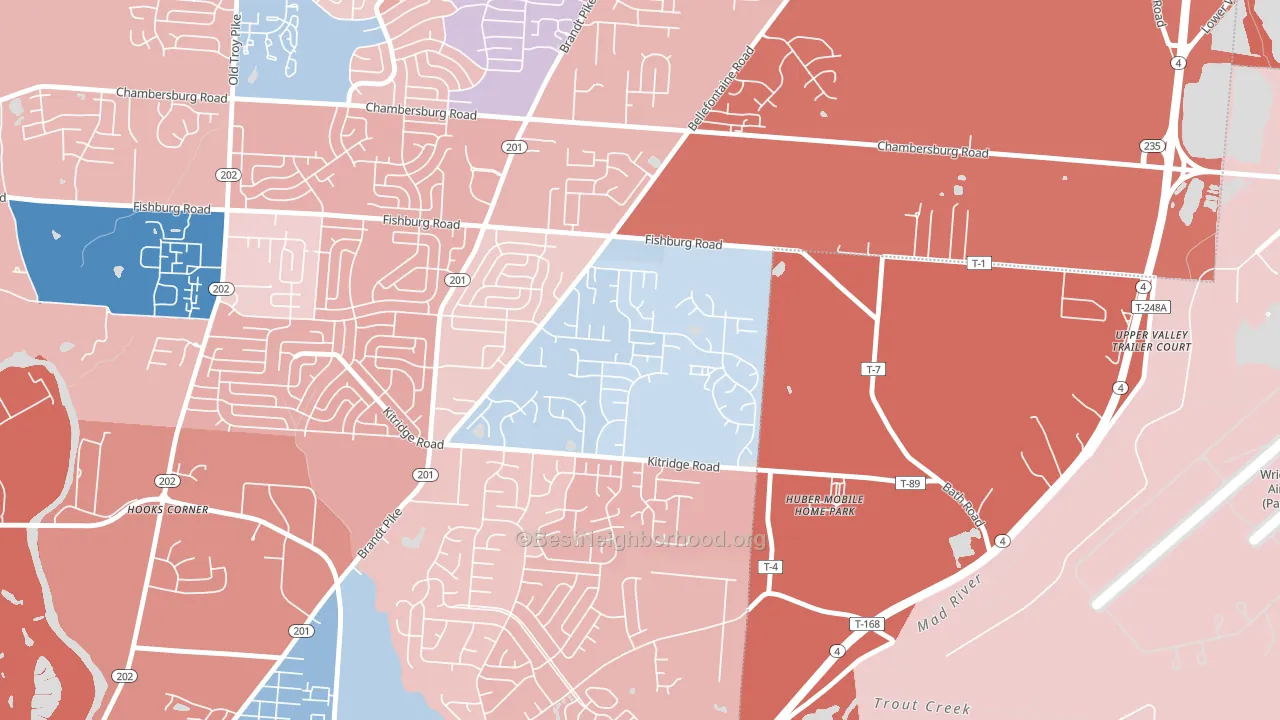 Pheasant Hill, Dayton, OH block-group political-lean map