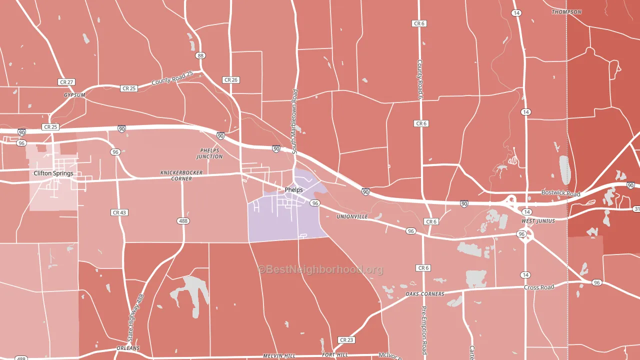 Phelps, NY block-group political-lean map