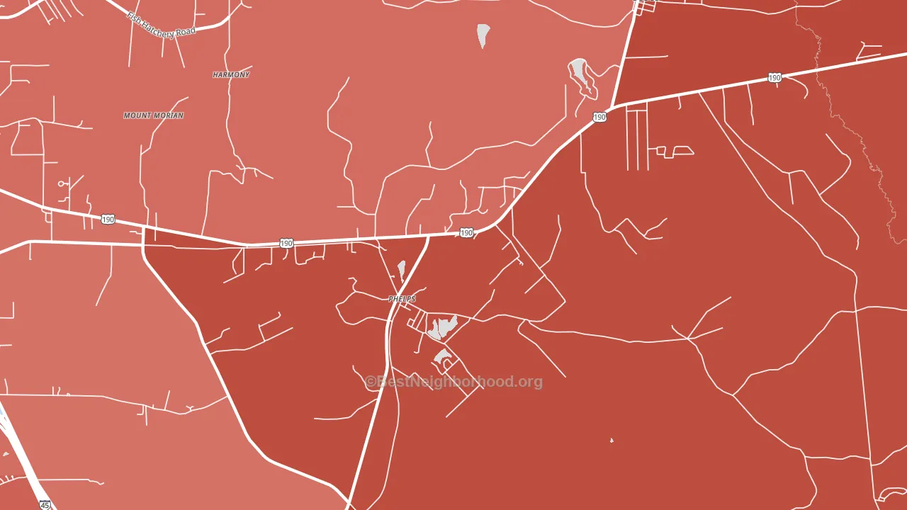 Phelps, TX block-group political-lean map