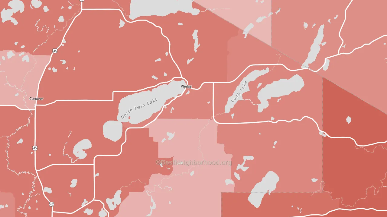 Phelps, WI block-group political-lean map