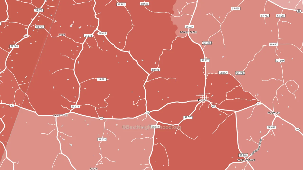 Phenix, VA block-group political-lean map