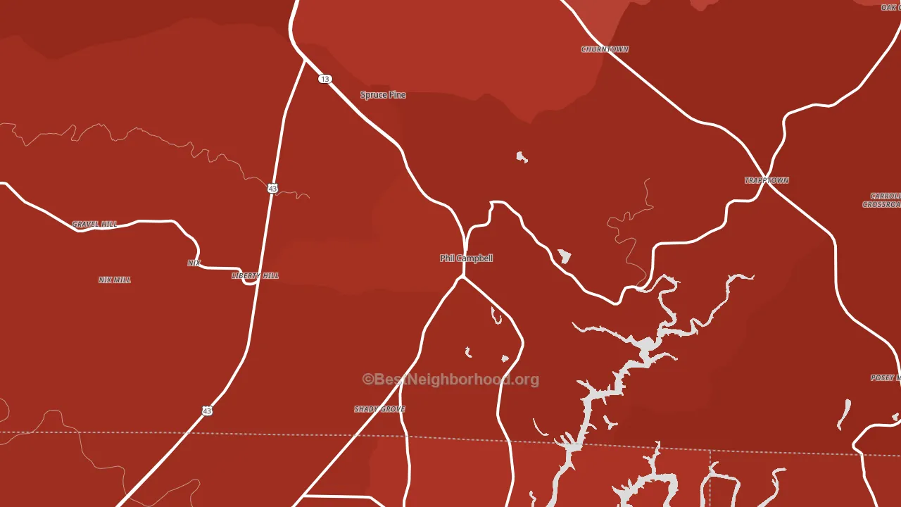 Phil Campbell, AL block-group political-lean map