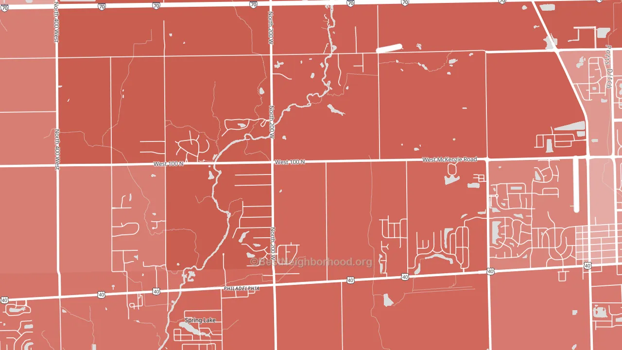 Philadelphia, IN block-group political-lean map