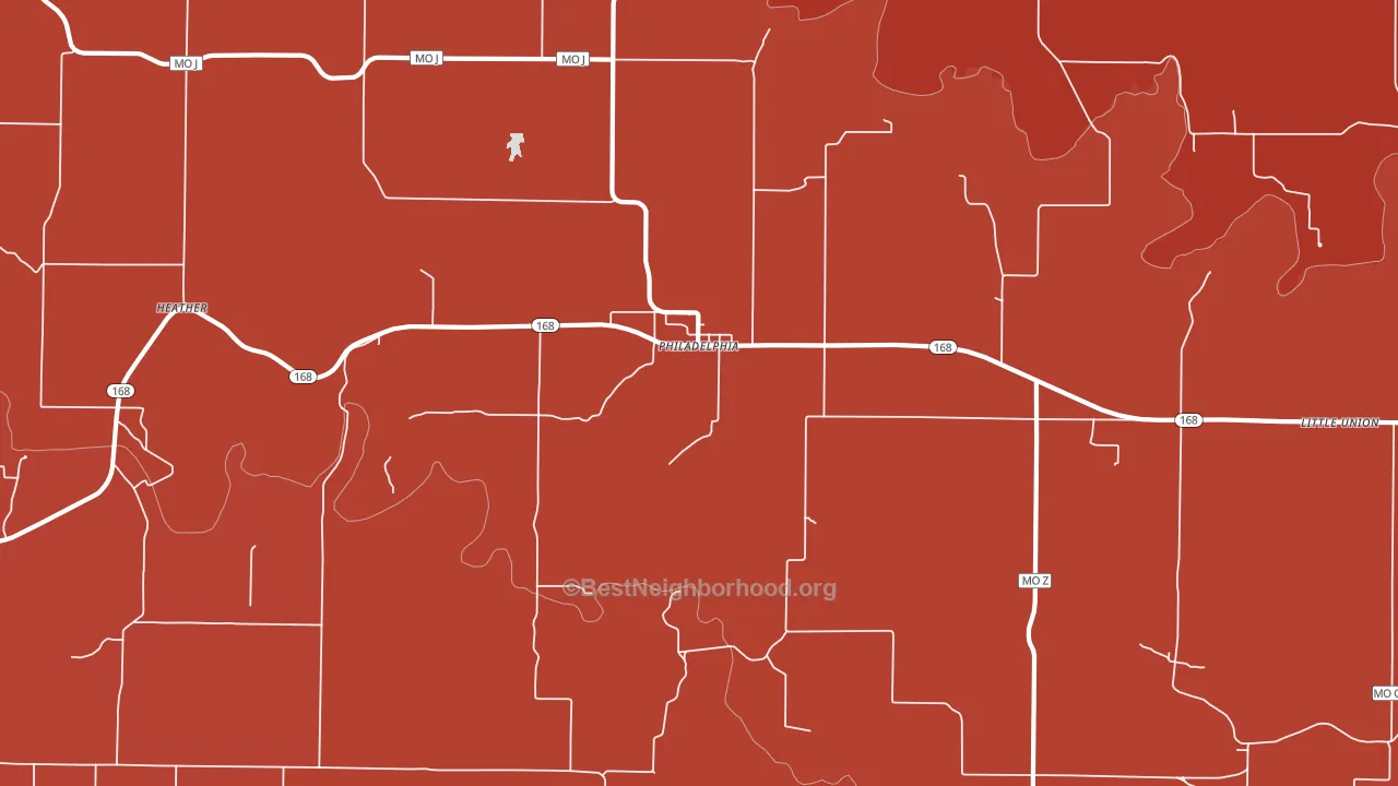 Philadelphia, MO block-group political-lean map