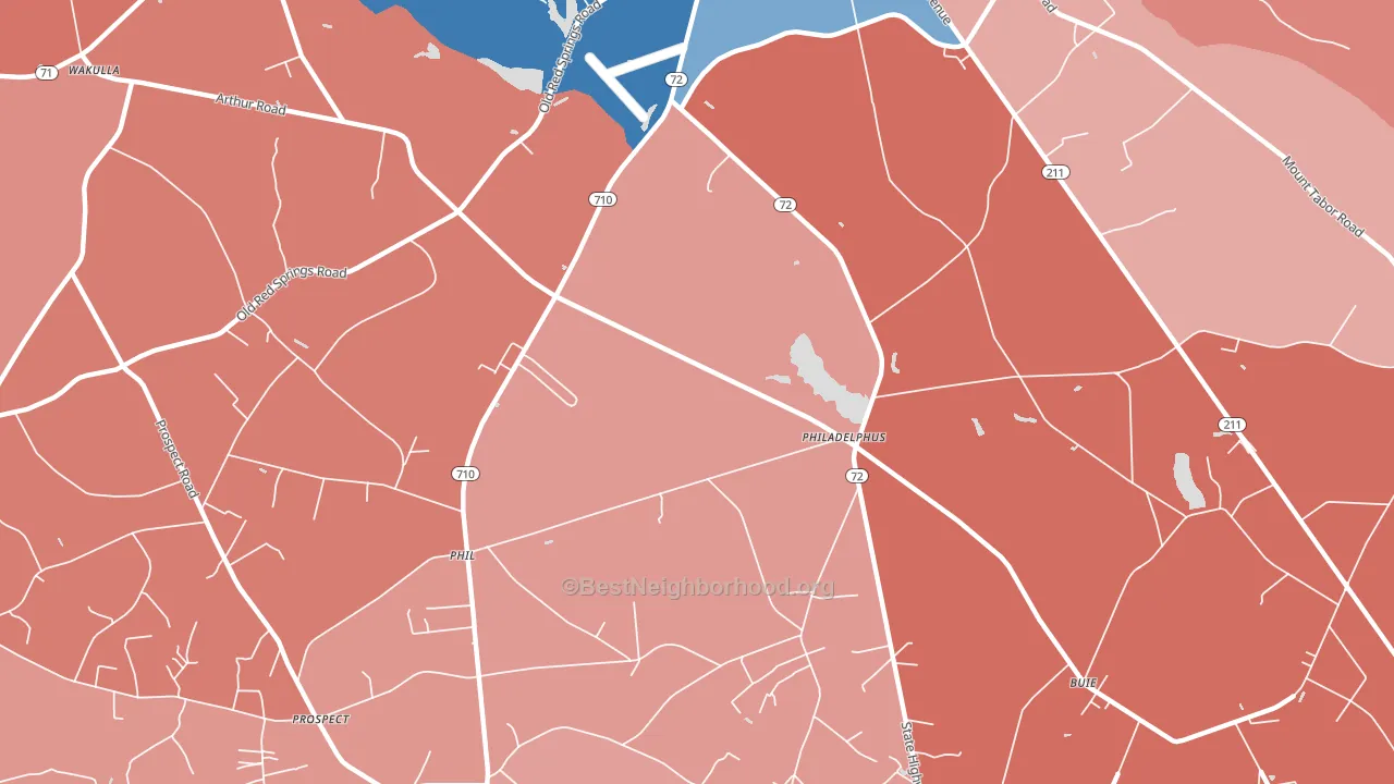 Philadelphus, NC block-group political-lean map