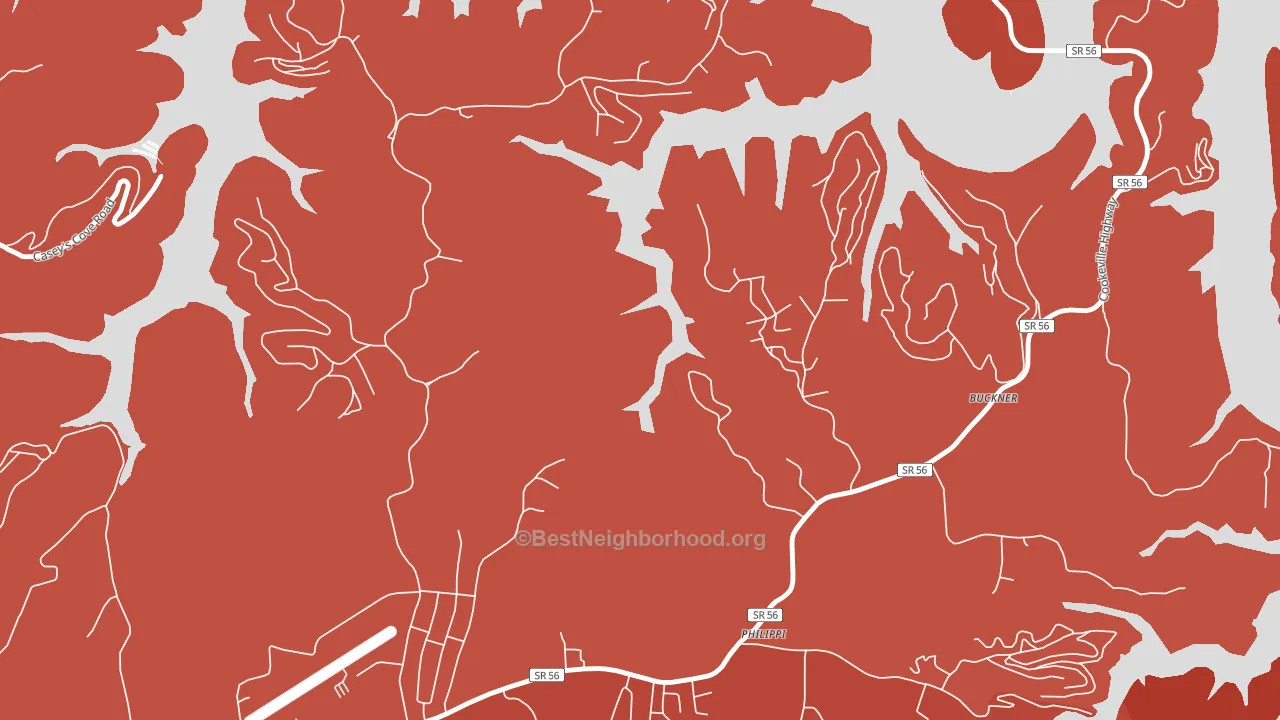 Philippi, TN block-group political-lean map