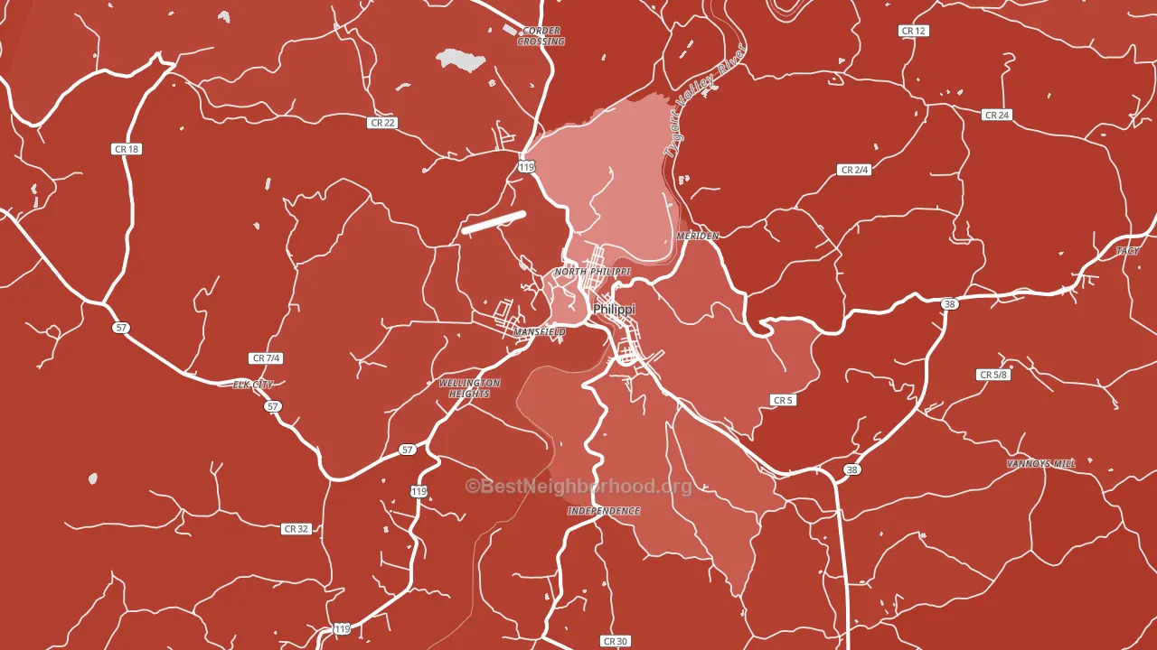 Philippi, WV block-group political-lean map