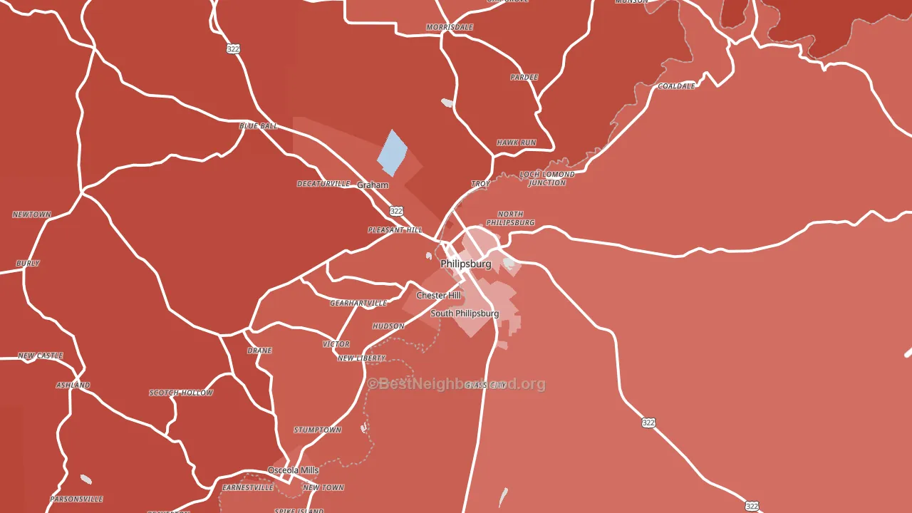 Philipsburg, PA block-group political-lean map