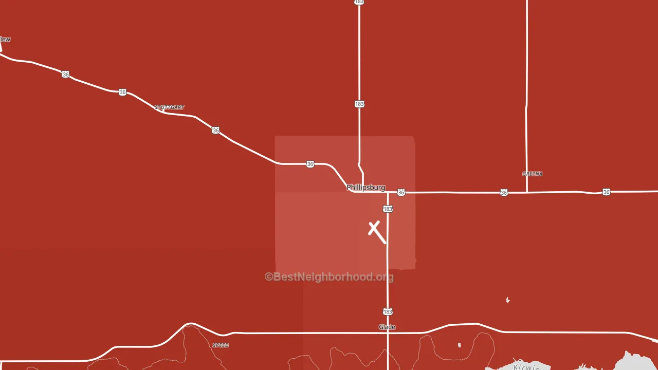 Phillips County, KS block-group political-lean map