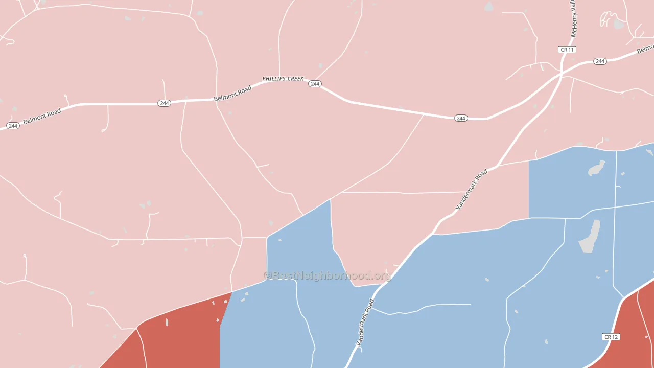 Phillips Creek, NY block-group political-lean map