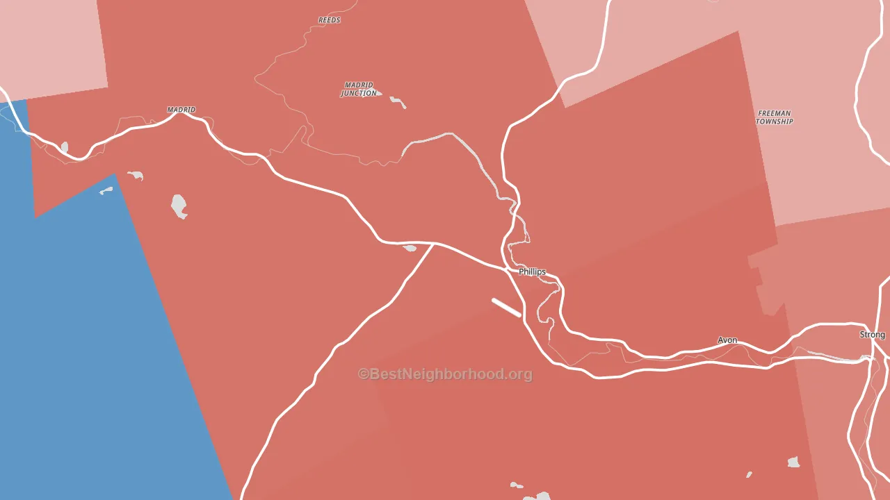 Phillips, ME block-group political-lean map