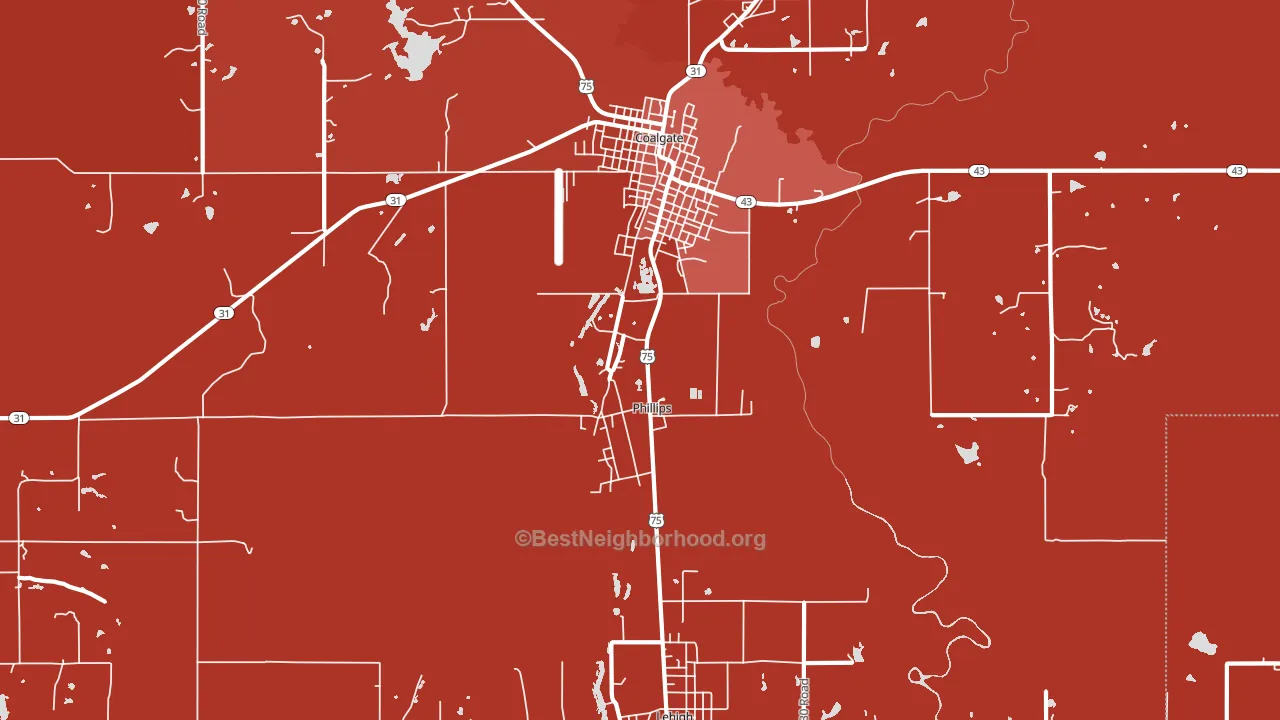 Phillips, OK block-group political-lean map
