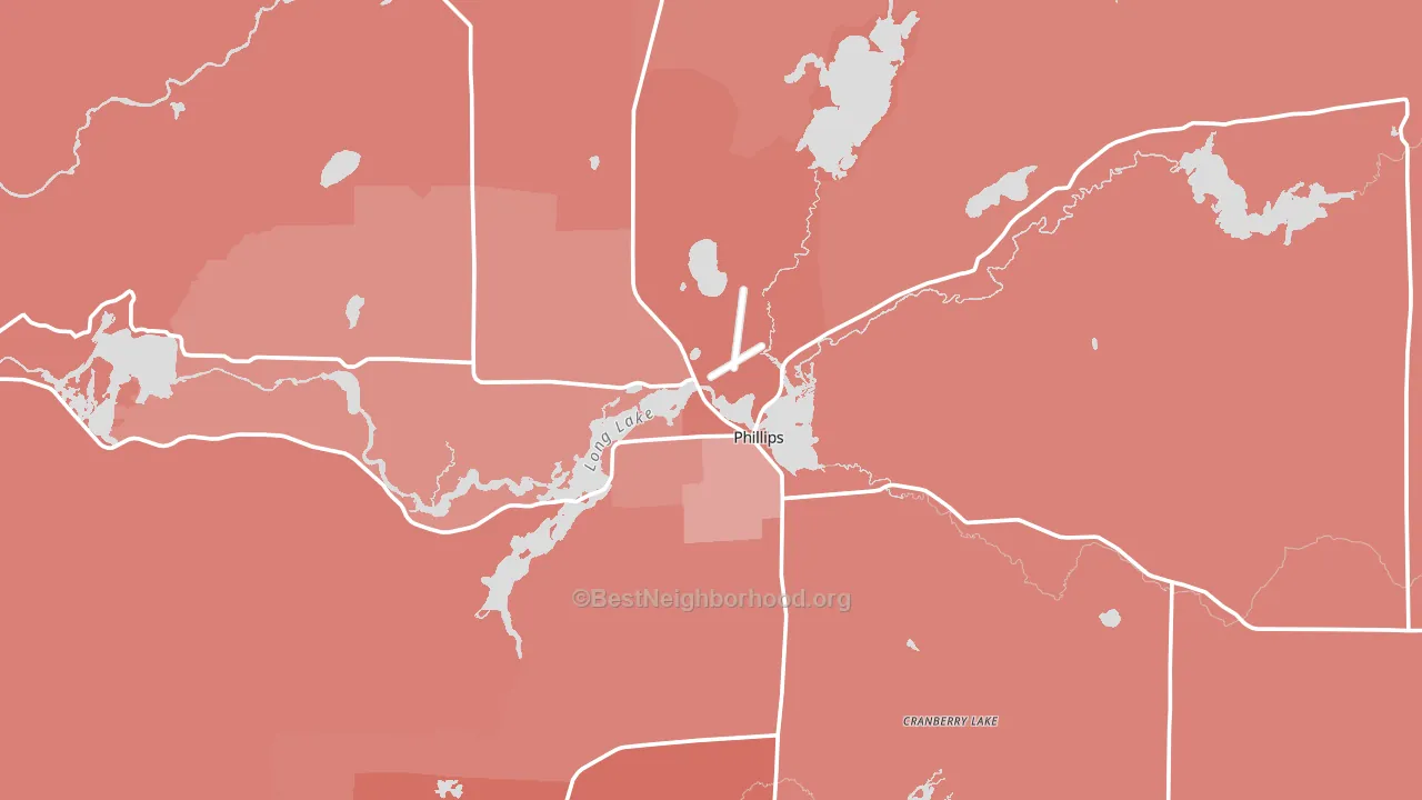 Phillips, WI block-group political-lean map