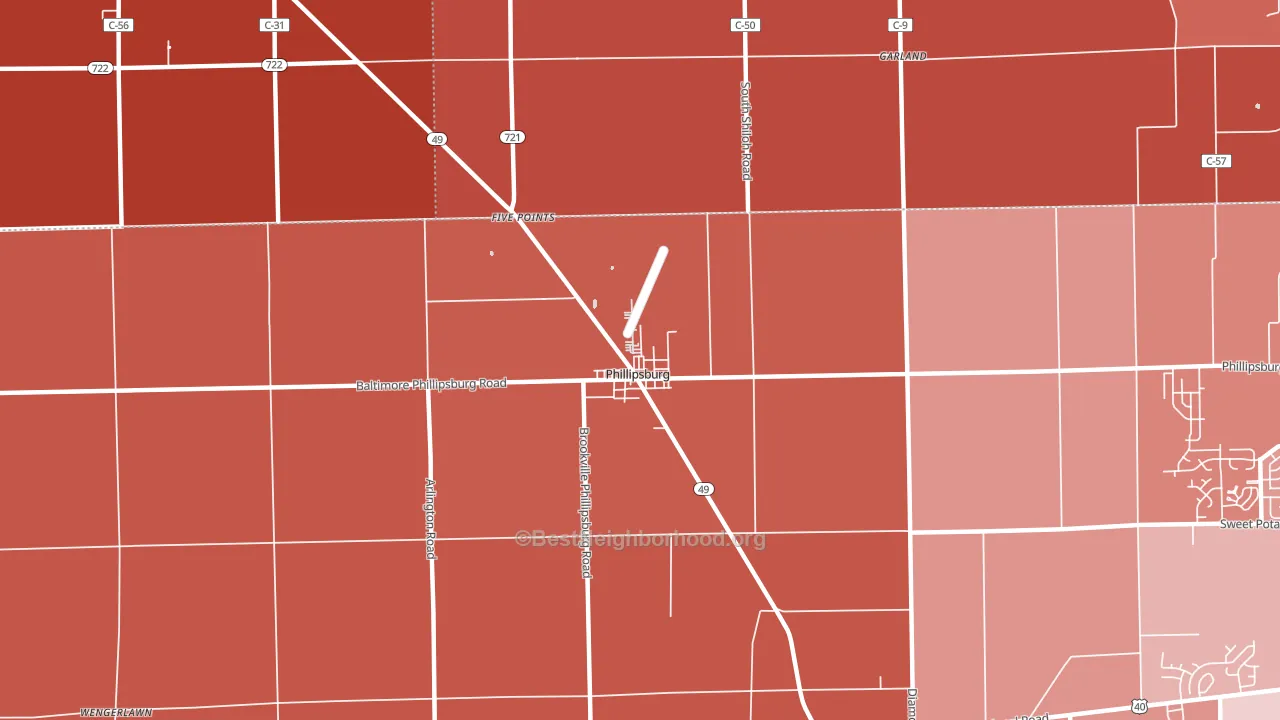 Phillipsburg, OH block-group political-lean map