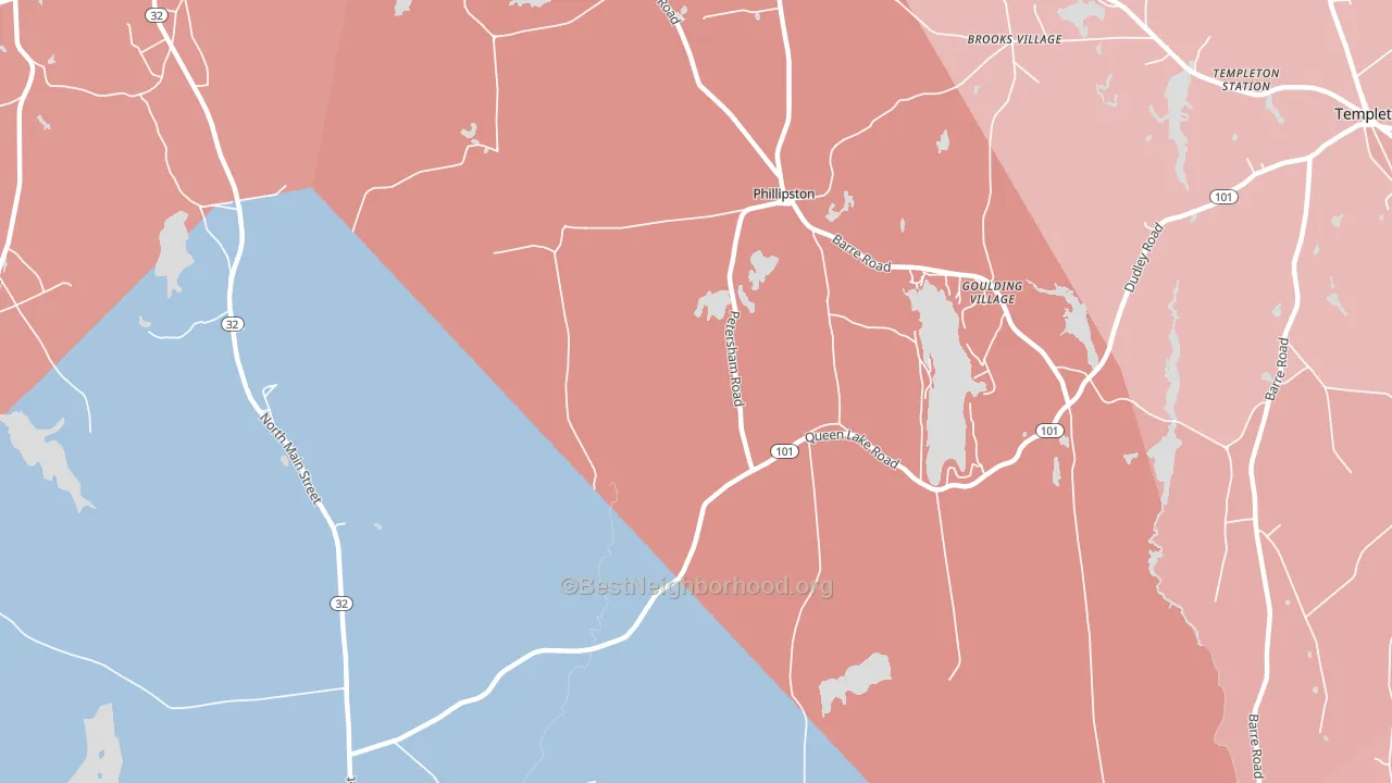 Phillipston, MA block-group political-lean map
