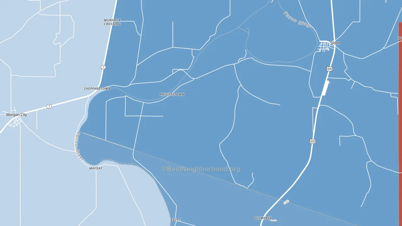 Phillipstown, MS block-group political-lean map
